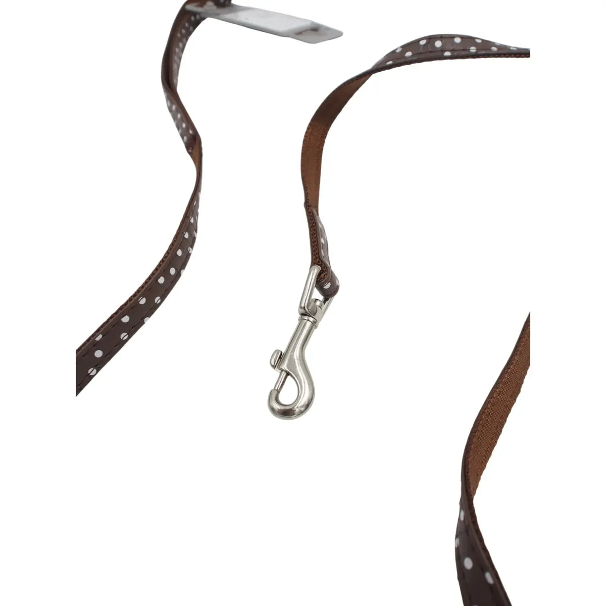 Rudas šunų pavadėlis Hunter su baltais taškeliais, 10 mm pločio ir 110 cm ilgio, matomas paveikslėlyje.