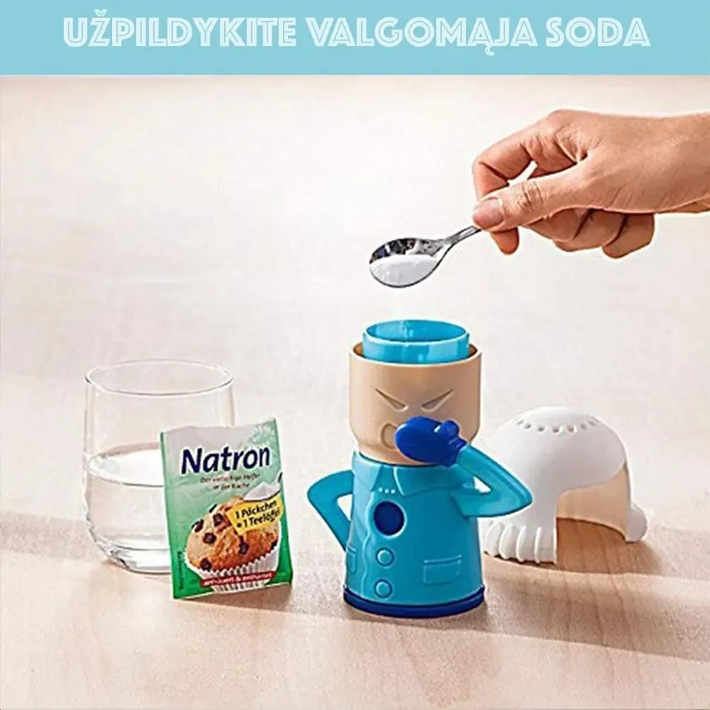 Šaldytuvo kvapų valiklis Cool Mama, subtiliai išdėstytas šaldytuvo lentynoje, rodo gaivų ir švarų kvapą.