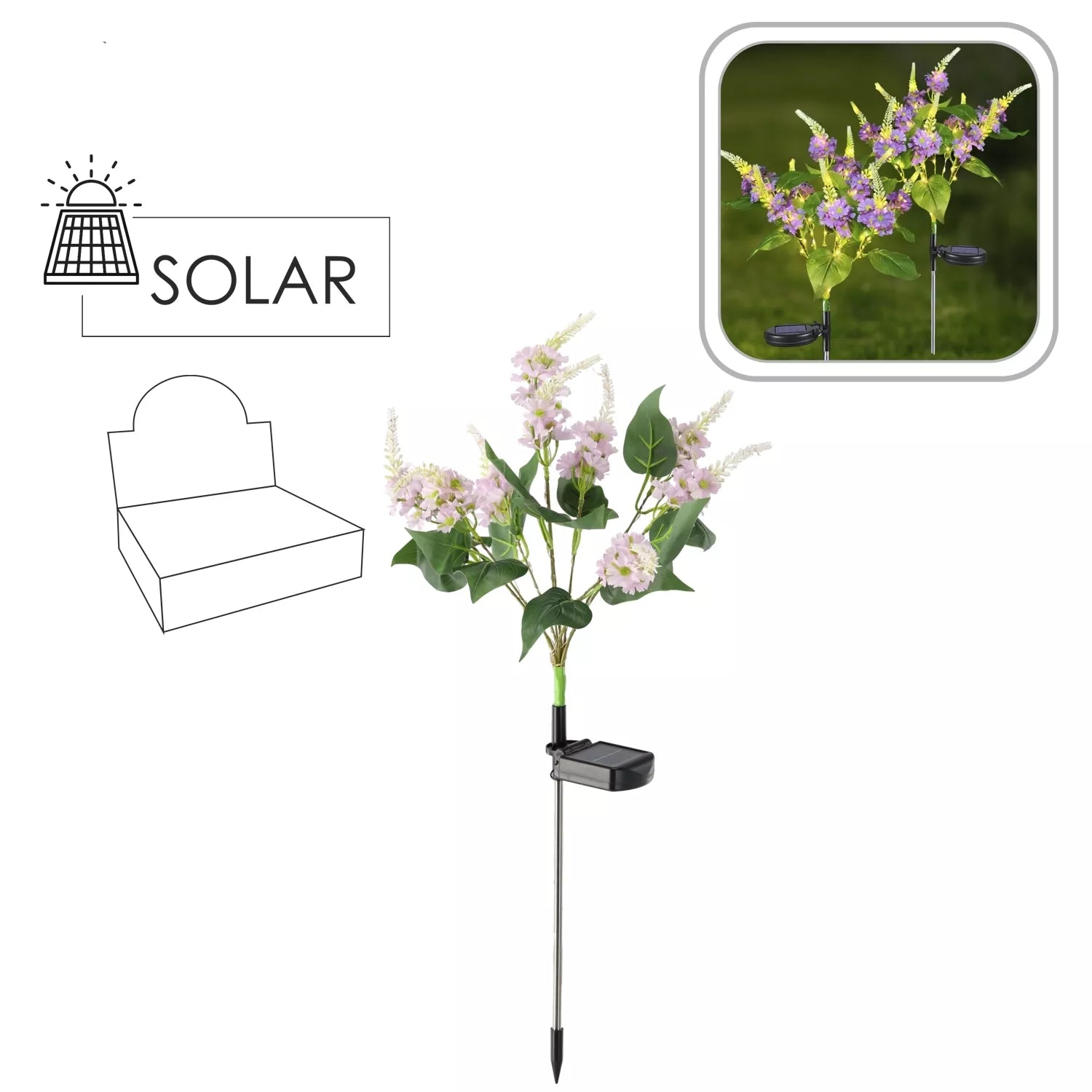 Päikeseenergial töötav dekoratiivne LED lamp „Pentinius“, 68 cm