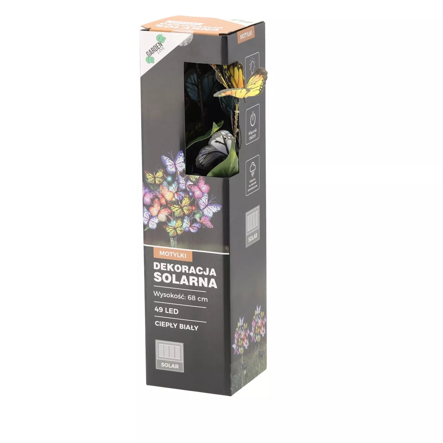 Päikeseenergial töötav aiakaunistus LED-liblikatega, 68 cm