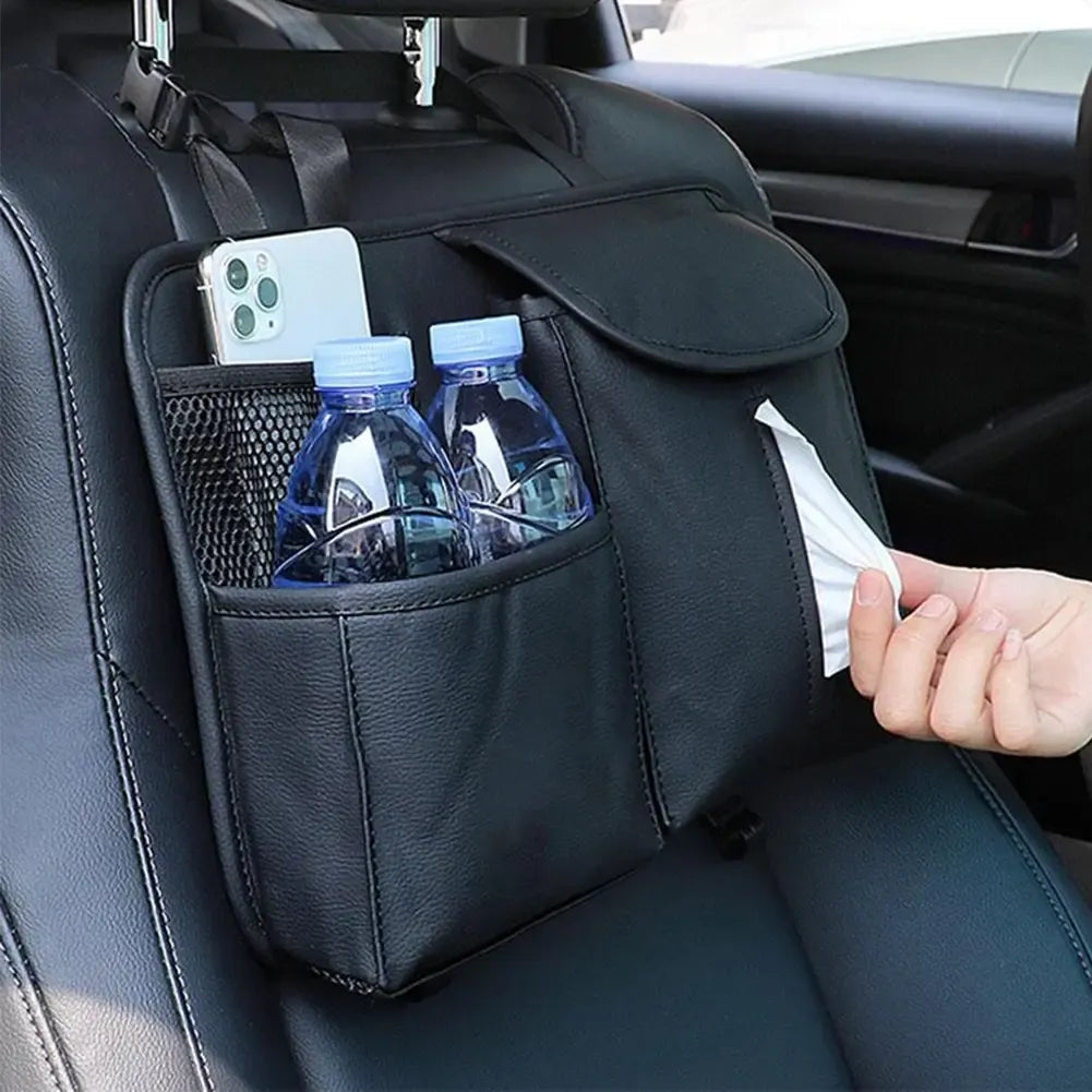 Automobilinis sėdynės daiktų krepšys su laikikliu, tvirtinamas prie sėdynės, skirtas organizuoti automobilių daiktus.