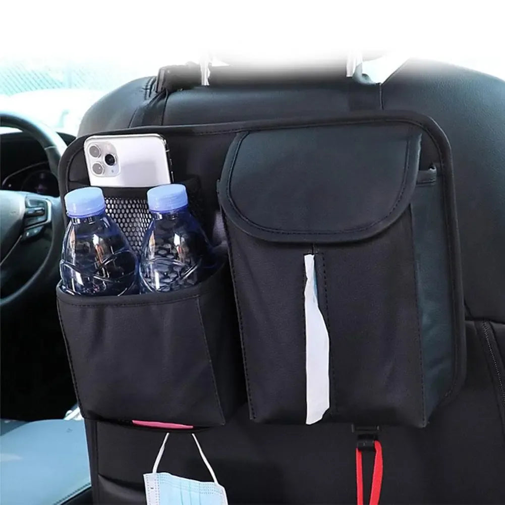 Automobilinis sėdynės daiktų krepšys su laikikliu, juodas, praktiškas ir patogus organizatorius automobilyje.