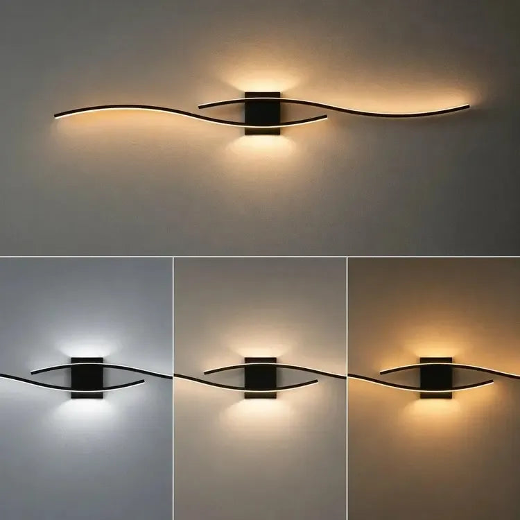 Sieninis LED šviestuvas, 100 cm ilgio, 60 W, su trimis šviesos spalvų režimais, modernus apšvietimo sprendimas.