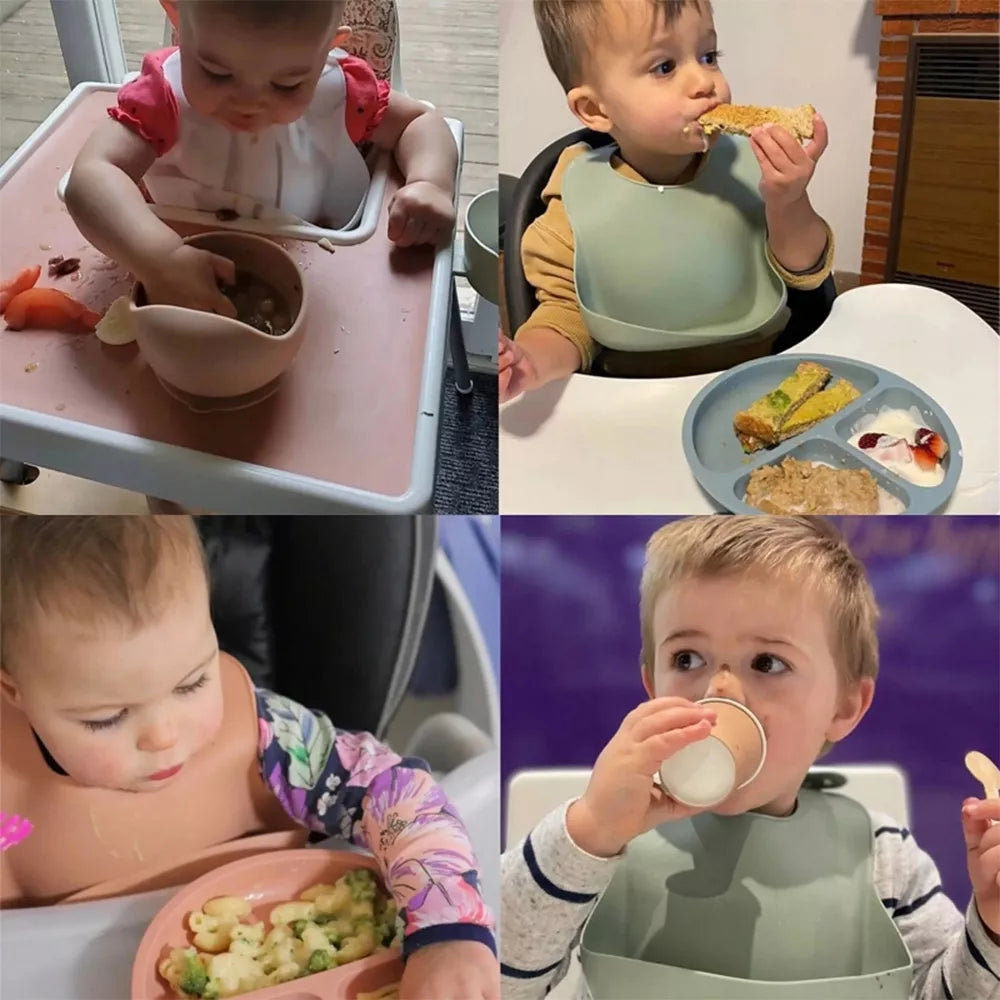 Silikoninis valgymo rinkinys vaikams - Rožinė