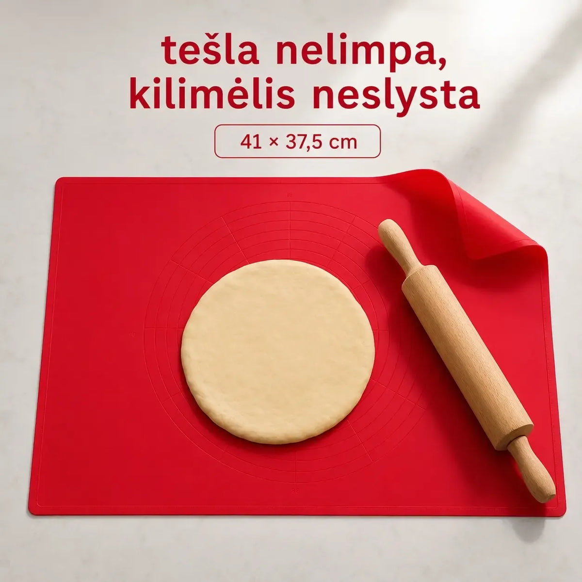 Silikoninis virtuvės kilimėlis, matmenys 41x37,5 cm, neslystantis ir lengvai valomas virtuvės aksesuaras
