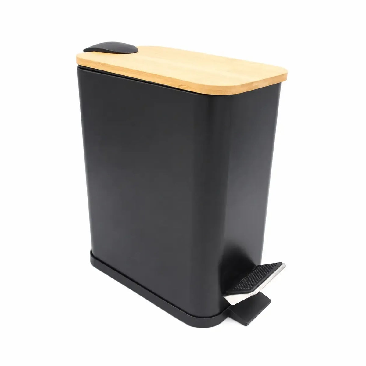 Šiukšlių dėžė su pedalu ir medžio imitacijos dangčiu, 6 litrai, modernus ir praktiškas buitinis indas namams ar biurui