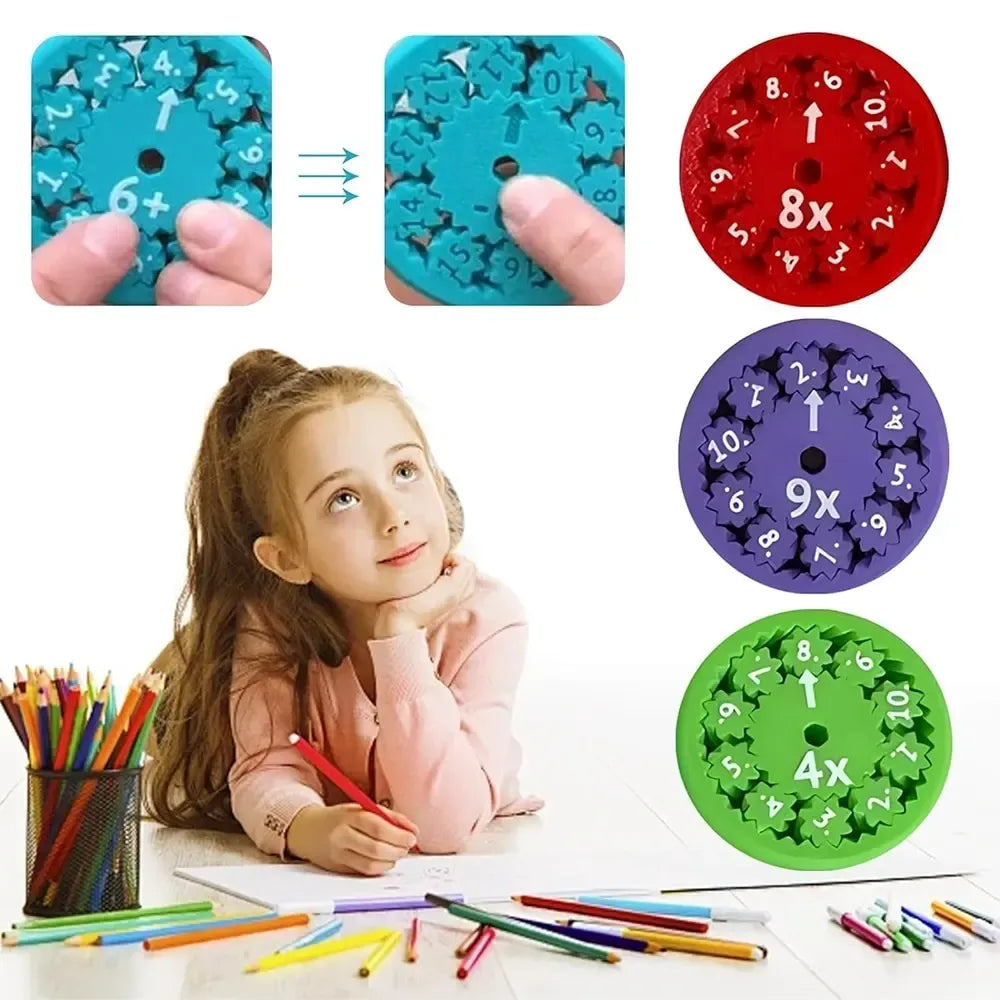 Matematinis skaičiavimo žaidimas Spiiner su spalvingomis kortelėmis ir skaičiavimo elementais vaikams ir mokymuisi.