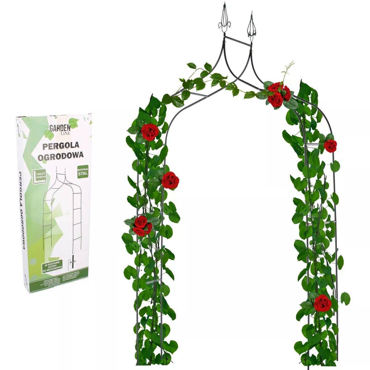 Aia pergola taimedele 150 × 37 × 240 cm, metallist, must