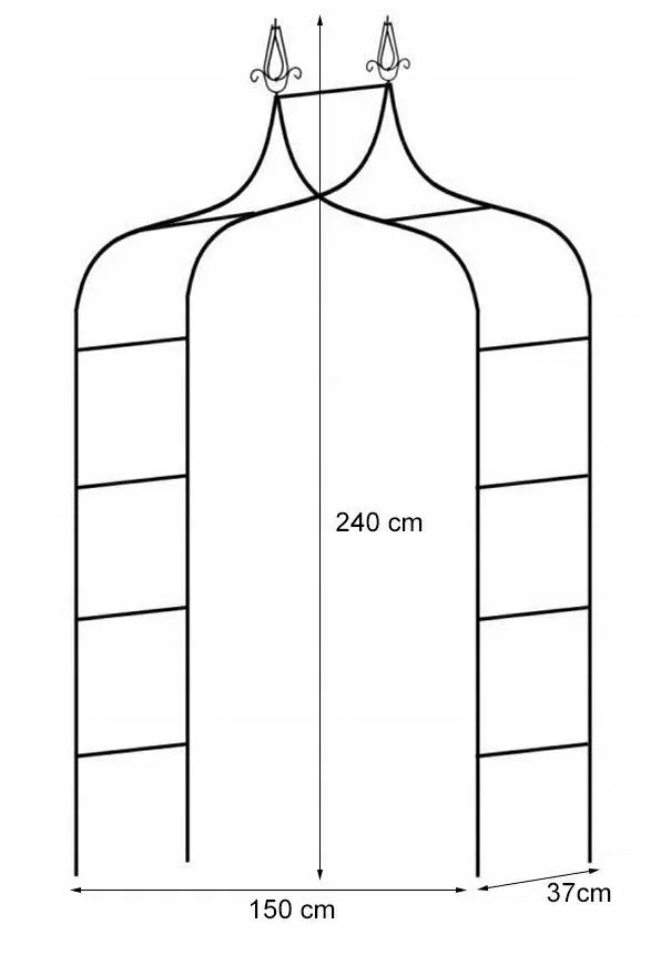 Aia pergola taimedele 150 × 37 × 240 cm, metallist, must