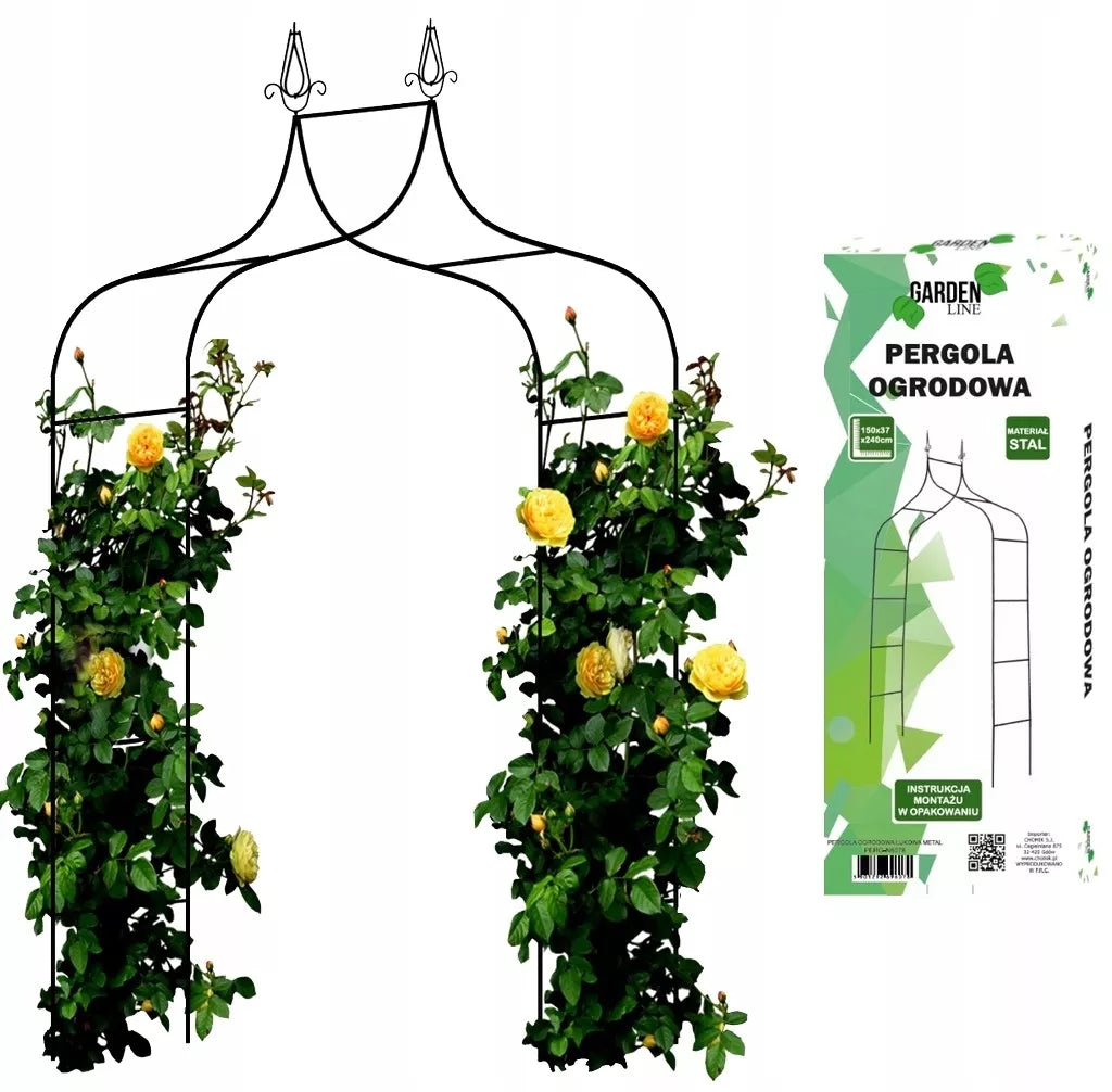 Aia pergola taimedele 150 × 37 × 240 cm, metallist, must