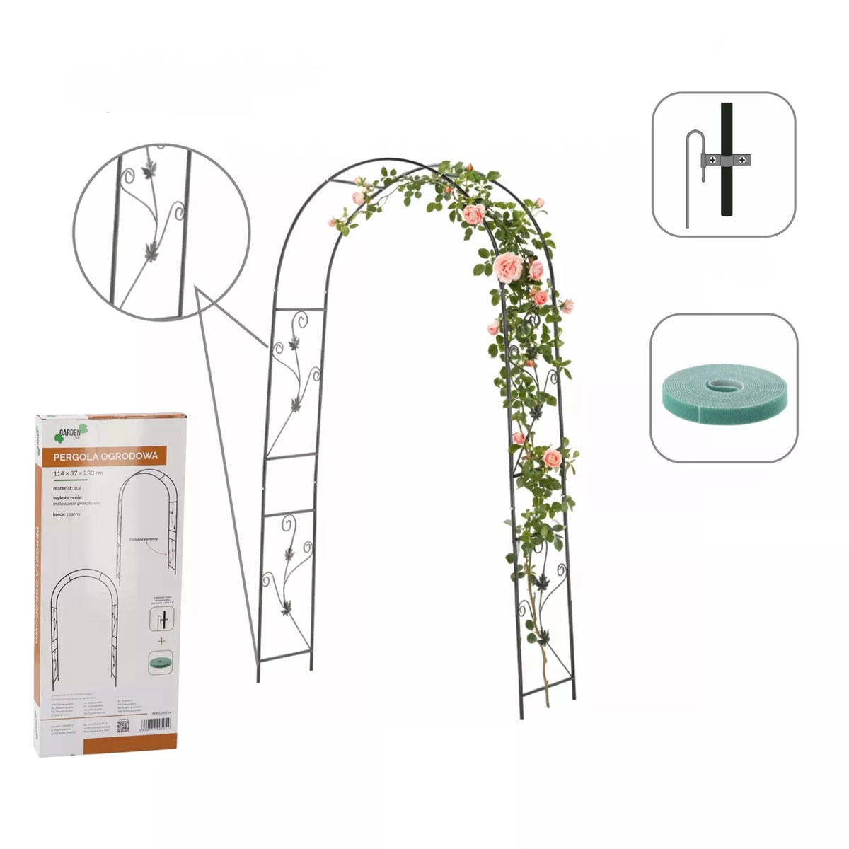 Aia pergola koos dekoratsioonidega 114 × 37 × 230 cm