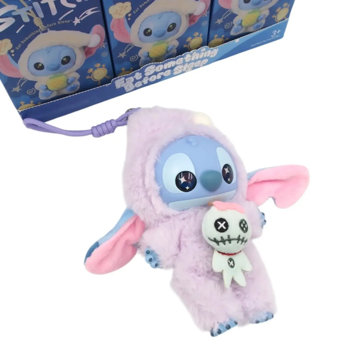 Minkštas Stitch žaislas „Eat Something Before Sleep“, švelnus ir žaismingas, tinkamas vaikams kaip draugystės simbolis.