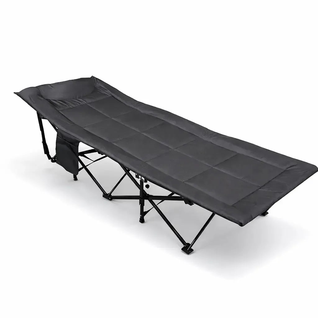 Sulankstoma turistinė lova 190x71x37 cm, patvari ir patogi kelionėms, su sulankstymo funkcija.