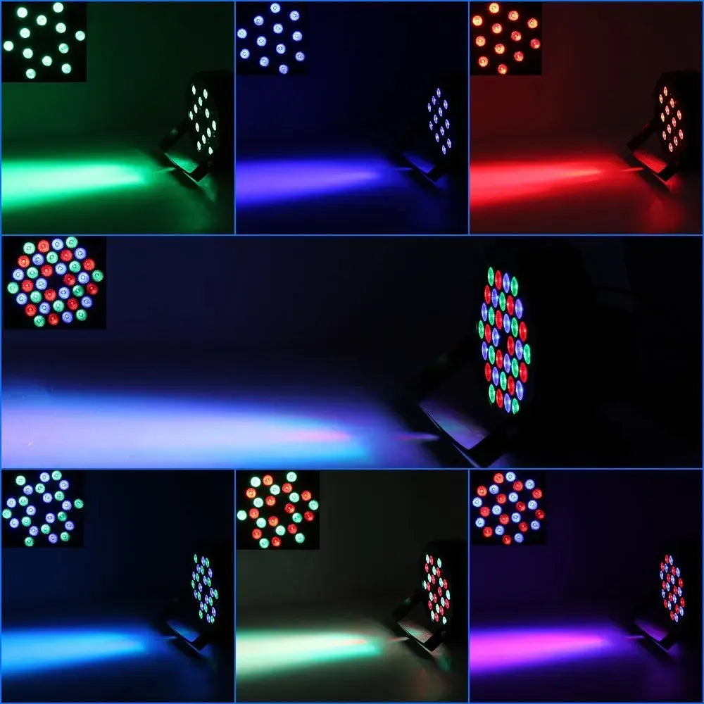 36 W LED šviesos efektas su DMX valdymu, spalvingas ir modernus apšvietimo sprendimas scenoms ir renginiams.