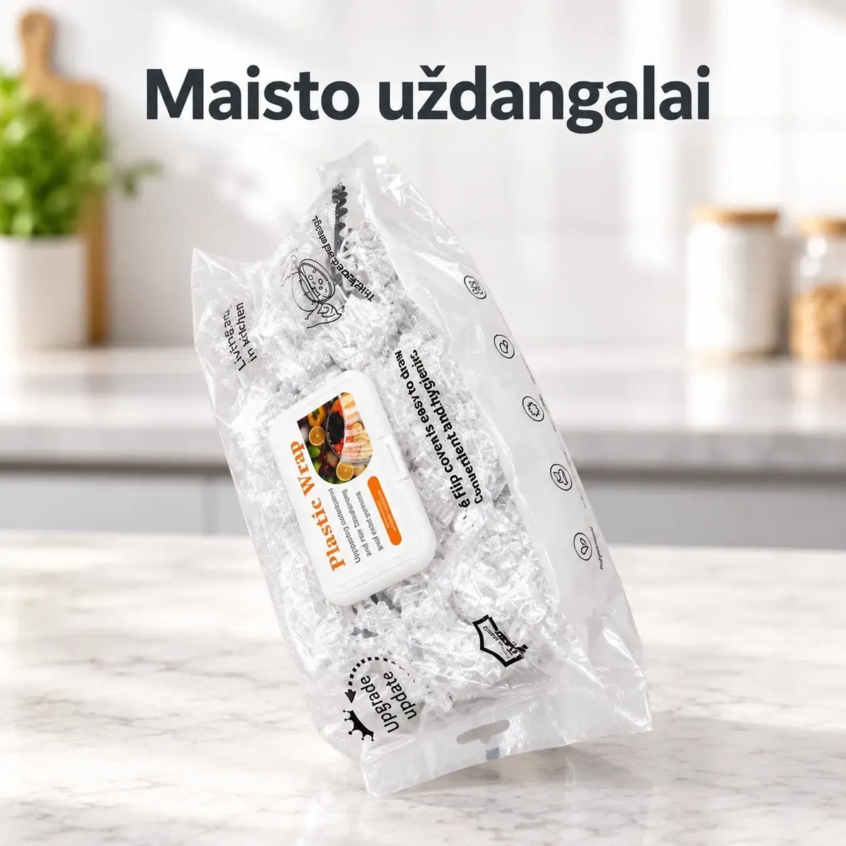 Tamprūs maisto uždengimo dangteliai su elastine juosta, skirti maisto saugojimui, lankstūs ir patogūs naudoti.