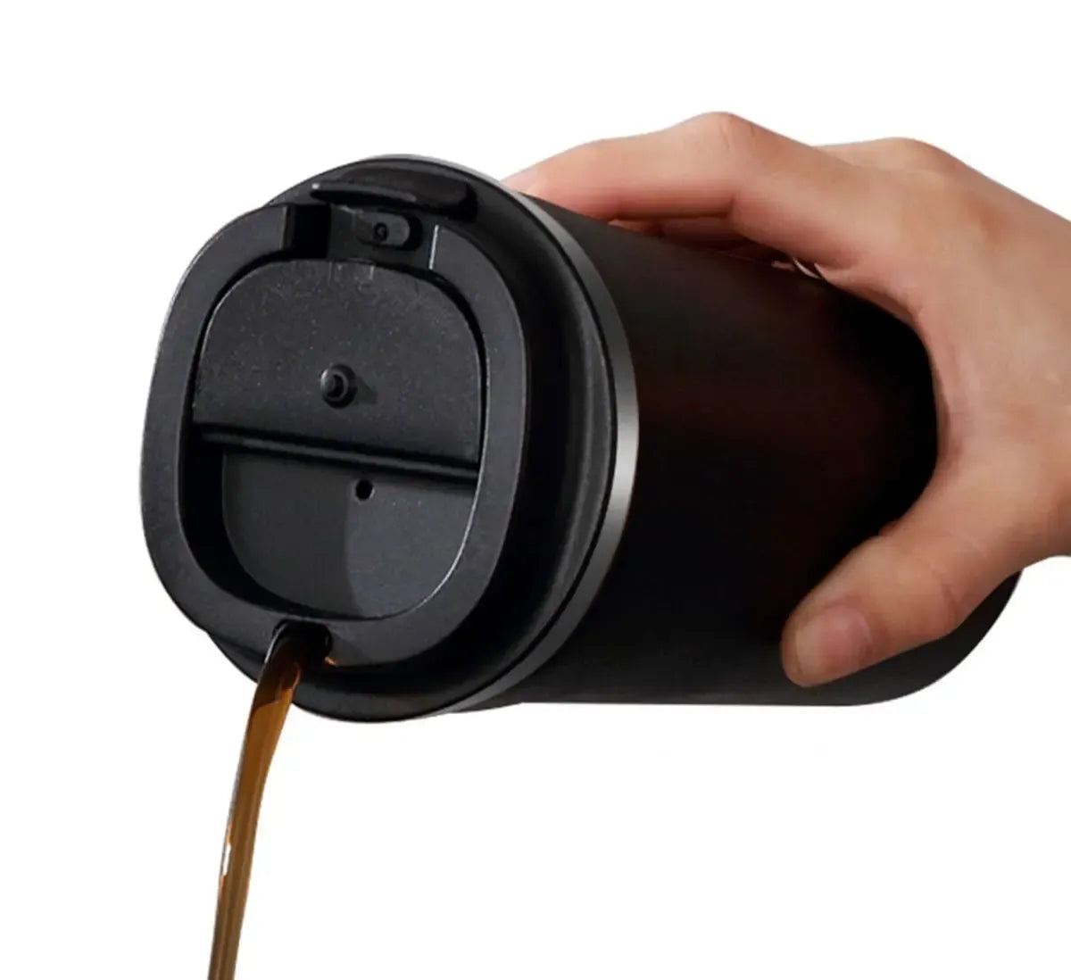 Termosinį puodelį Coffee, 510 ml, su rankena ir matiniu paviršiumi, tinkamas karštoms ir šaltoms gėrimams.