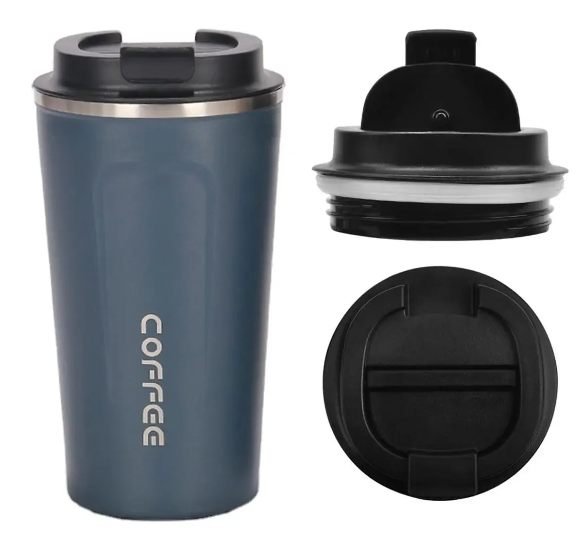 Termosinį puodelį Coffee, 510 ml, matomas šiltas gėrimas, patogus, tvirtas rankena, išmatavimai ir dizainas.