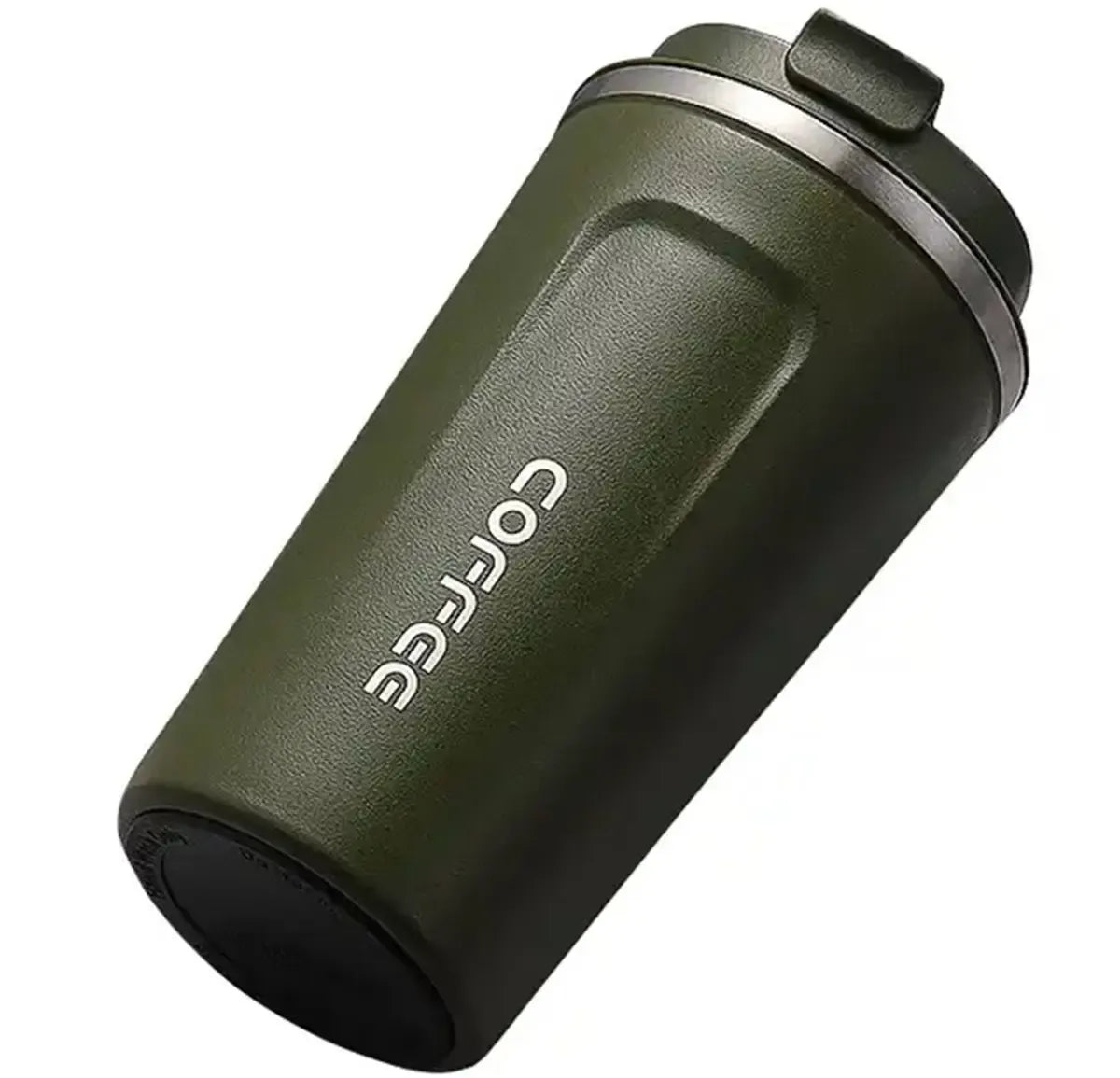Žalias 510 ml termosinis puodelis su sandariu dangteliu, tinkantis karštų ir šaltų gėrimų laikymui, pagamintas iš nerūdijančio plieno.