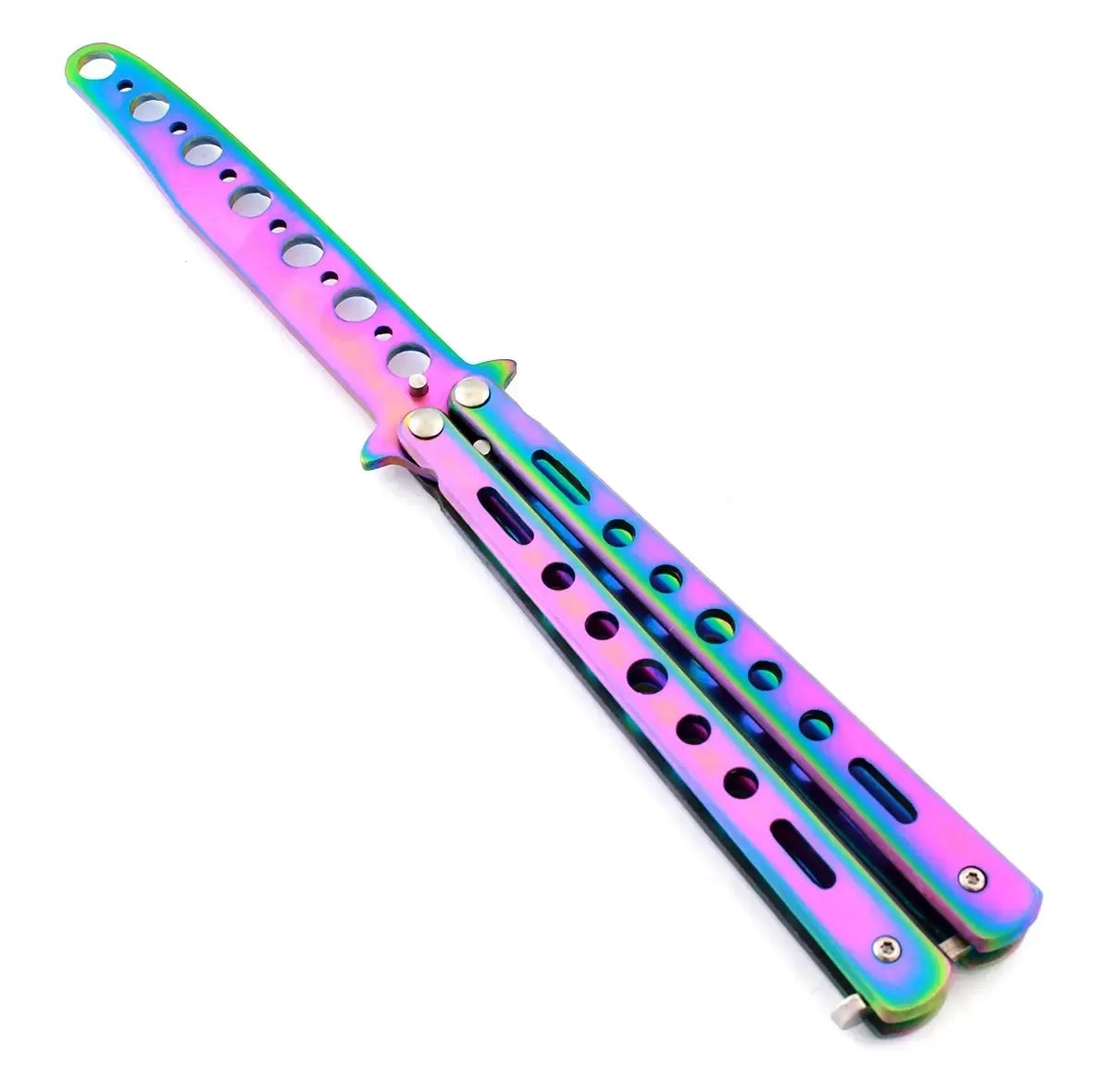 Treniruočių peilis Butterfly Balisong mokomasis modelis, nerūdijančio plieno peilio ašmenys ir rankena, saugus praktikai ir mokymuisi.