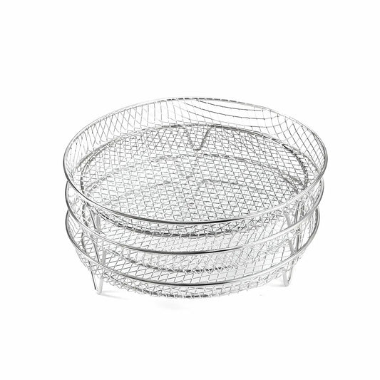 Tvirtas plieninis stovas gruzdintuvei su trimis lentynėlėmis, patogus ir stabilus Air Fryer stovėjimo laikiklis.