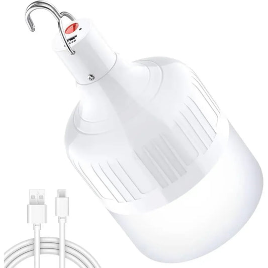 Universalus LED šviestuvas – nešiojama įkraunama lempa kempingui, su ryškiu apšvietimu ir patogiu dizainu.