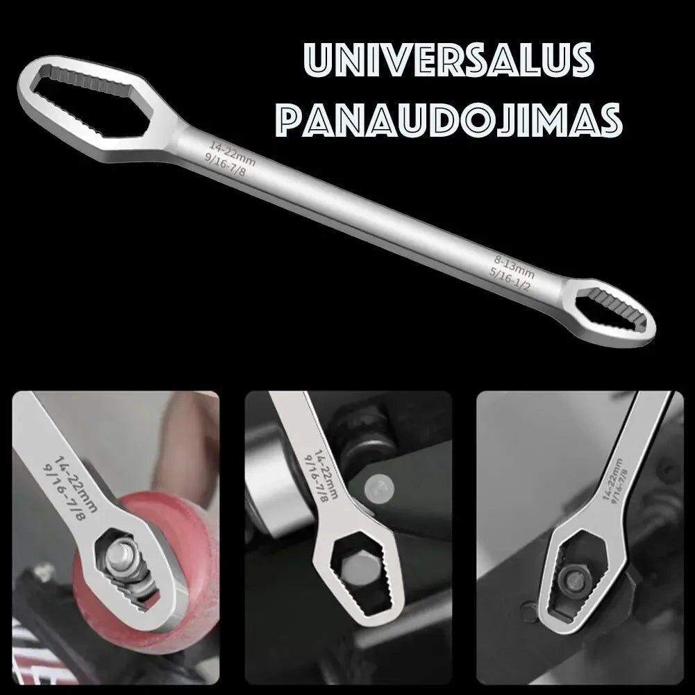 Universalus veržliaraktis 8-22 mm, reguliuojamas įrankis su patogiu rankenos dizainu, tinkamas įvairių veržlių sukimo.