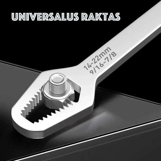 Universalus veržliaraktis, reguliuojamas 8-22 mm, su patogiu rankena ir chromuotu paviršiumi, tinkamas įvairiems veržlėms.
