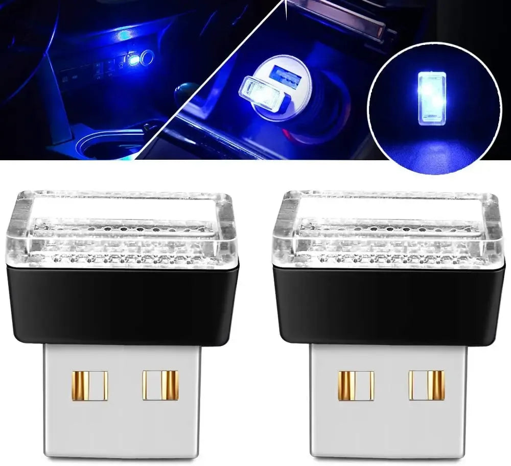 USB automobilių aplinkos lemputė, šviesi ir kompaktiška, skirta interjero apšvietimui automobilyje.
