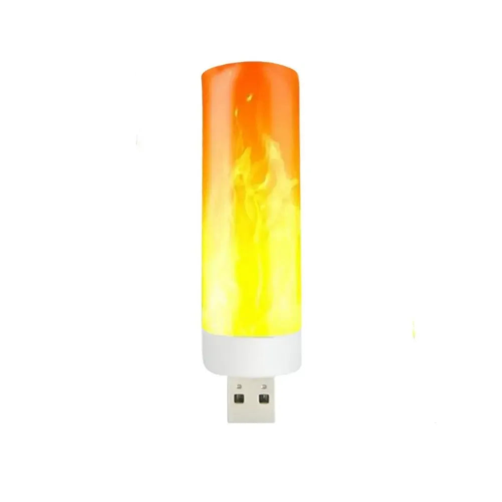 USB liepsnos imitacijos LED lemputė su šviesos ir liepsnos efektu, skirta atmosferos kūrimui ir apšvietimui.