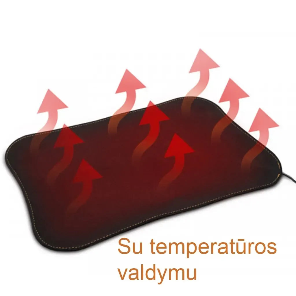 USB šildomas kilimėlis 30x20 cm su temperatūros reguliavimu, skirtas komfortui ir šilumai užtikrinti.