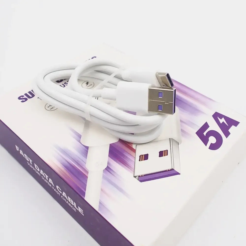 USB Type-C 5A įkrovimo kabelis 1 m, greito įkrovimo laidas, tinkamas įvairiems įrenginiams, juodas ir lankstus.