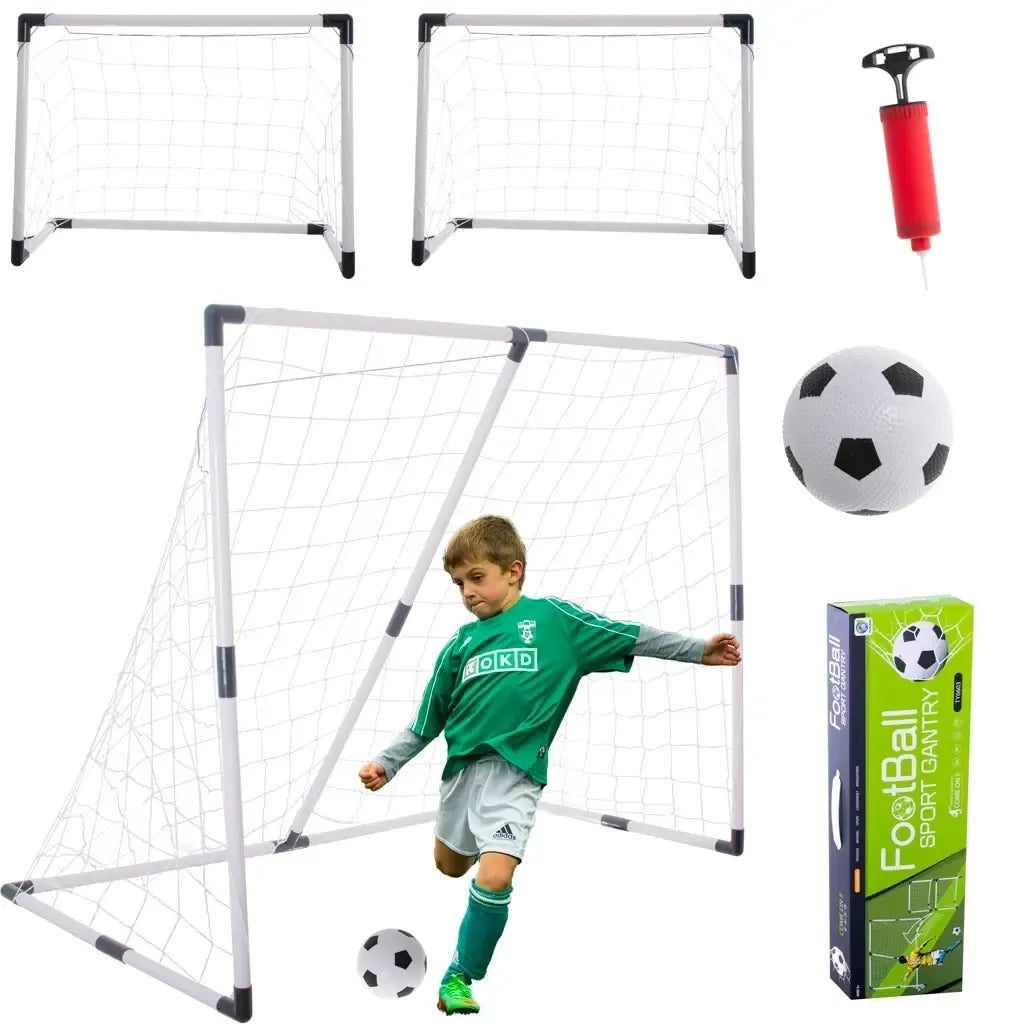 Vaikiški futbolo vartai 2in1, universali treniruočių rinkinys vaikams, 143x110x70 cm, su dideliais ir mažais vartais.