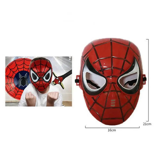 Vaikiška Spider-Man kaukė, matmenys 21x16 cm, raudonos ir mėlynos spalvos, su Spider-Man simboliu, plastikinė vaikų žaidimų kaukė