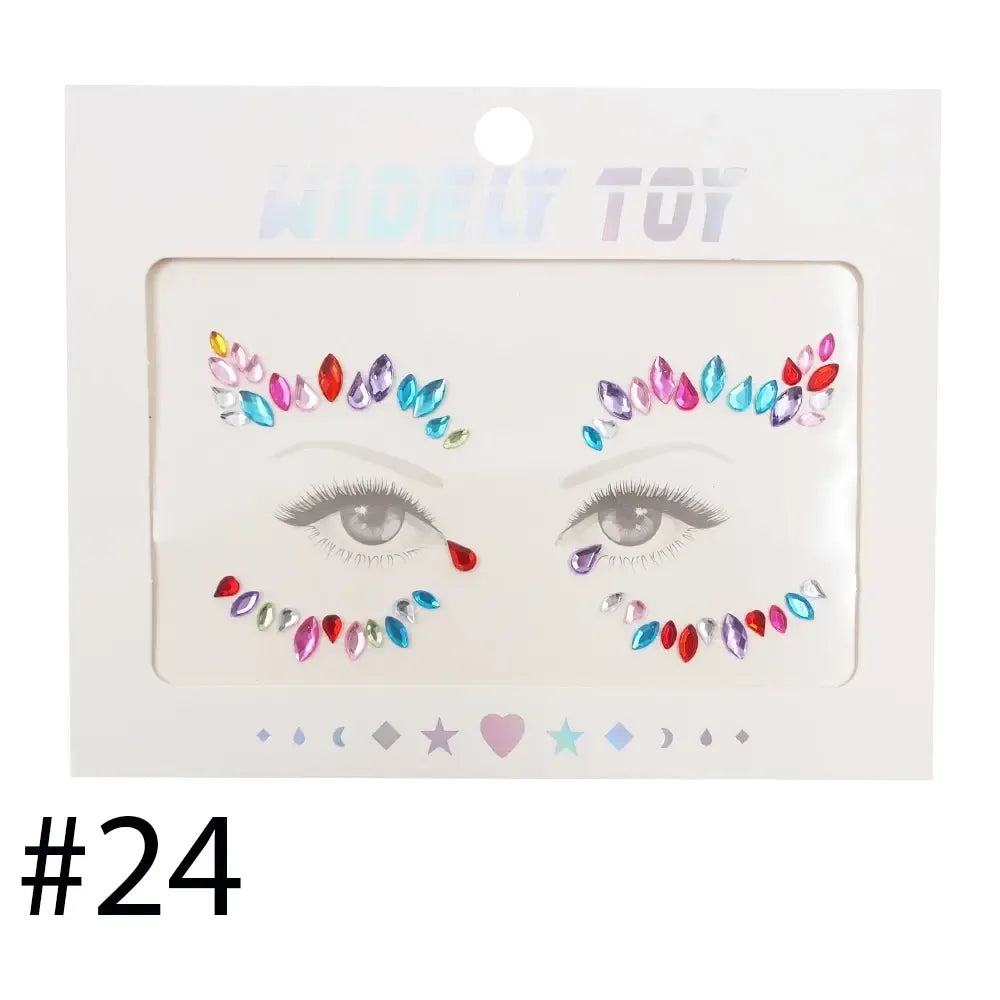 Veido lipdukai su kristalais XLINE, 25 vnt., odos priežiūros priemonės, švarūs ir blizgantys veido lipdukai.