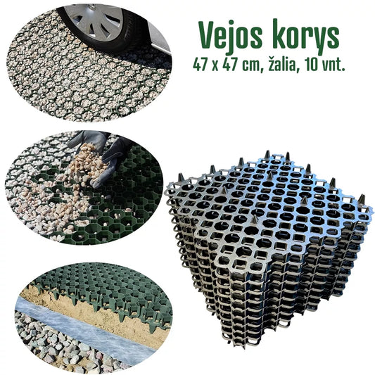 Vejos korys , 47 x 47 cm, juoda, 10 vnt.