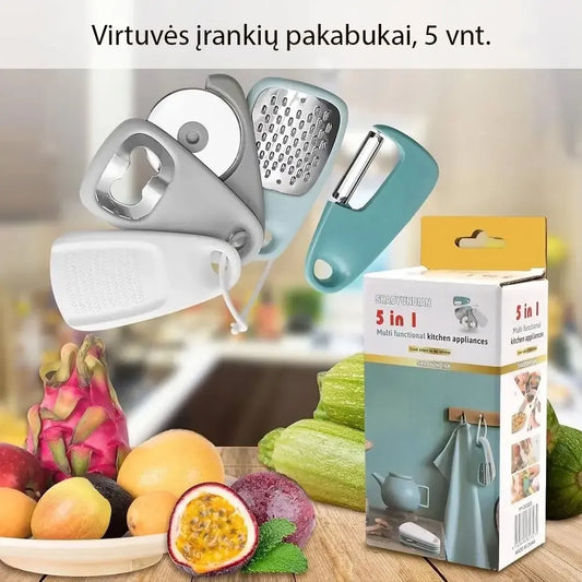 Virtuvės įrankių laikikliai, 5 vnt., pakabukai, praktiški ir patvarūs, skirti patogiam virtuvės organizavimui