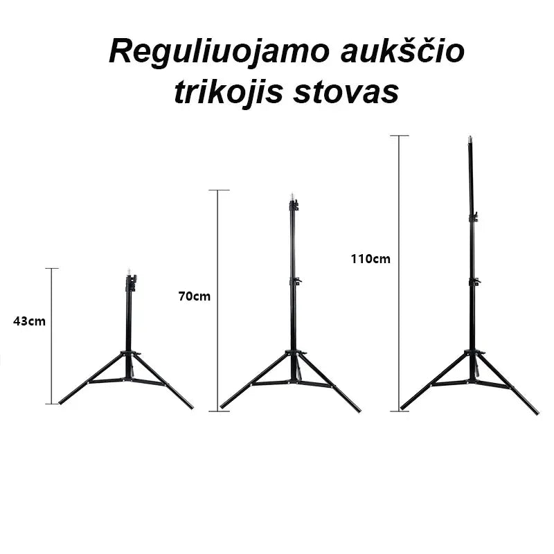 Žiedo formos LED lempa fotografavimui ir makiažui, 24W, šviesus apšvietimas, patogus naudoti makiažo ir fotografijos darbams.